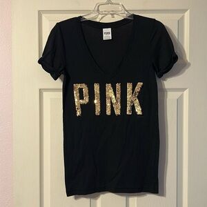 PINK Victoria’s Secret Black Ombré Sequin Shirt Small